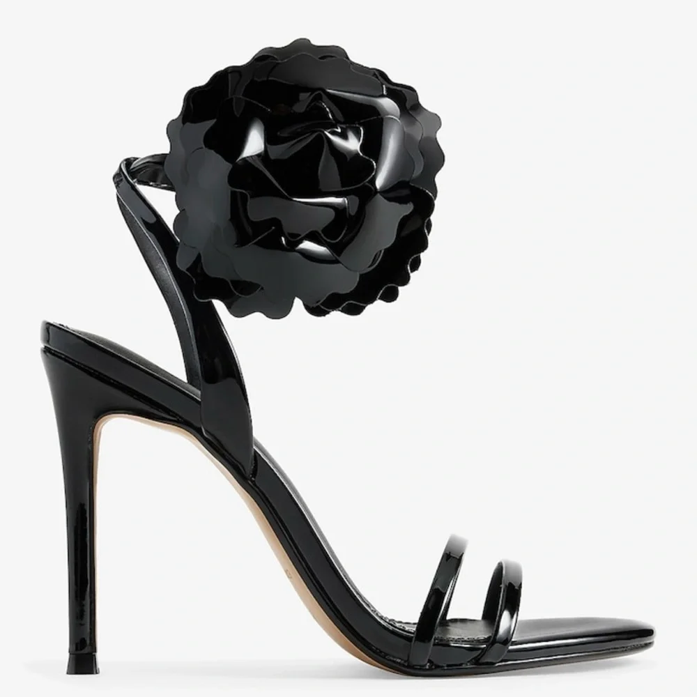 Flower Double Strap High Heeled Sandals